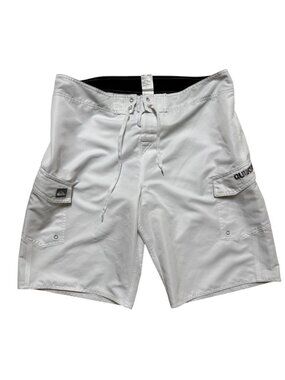 Quiksilver White Board Shorts Mens Size 36 Swim Surf Cargo